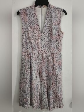 Rebecca Taylor Silk Dress Size 6 Lined V Neck Animal Print Pink/lilac